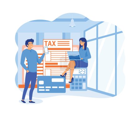 Online Steuerrückerstattung. Steuerformular ausfüllen. Steuerrückerstattungskonzept. flacher Vektor moderne Illustration