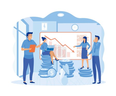 Economic downturn, profit and loss, business and finance, crisis. flat vector modern illustration
