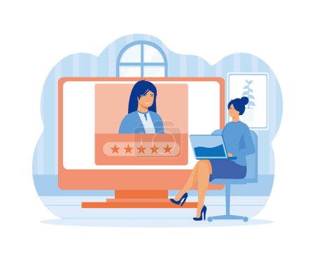 HR manager looking for new employees and interview online, job recruitment process concept. flat vector modern illustration