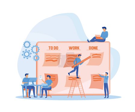 Office work and time management. Kanban board, teamwork communication process, agile project management concept. flat vector modern illustration