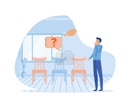 Open vacancy and empty company chair as hiring person concept. Search for new talent and best candidate for business. flat vector modern illustration