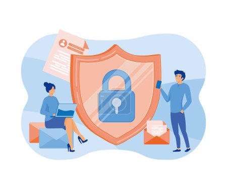 Data protection concept. Safety and confidential data protection, Internet security. Social Media. flat vector modern illustration
