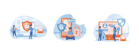 Data protection Concept for web page. Data security and privacy and internet security. Data protection Concept. Set flat vector modern illustration