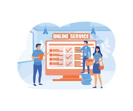 Personnel screening online service or platform. Business recruitment and empolyee control. HR or personnel manager monitoring workers. flat vector modern illustration