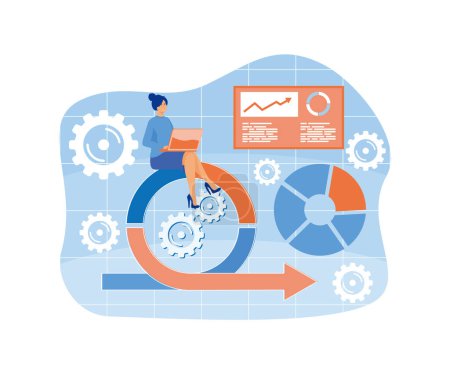 Illustration for Agile project management abstract concept. Agile approach, software development company, management method, scrum methodology, workflow abstract metaphor. flat vector modern illustration - Royalty Free Image