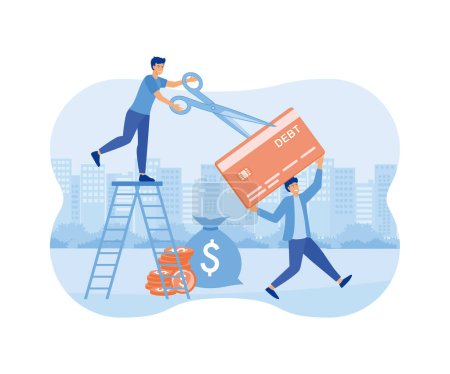 Credit Card Debt. Concept Showing a person trap in a credit card debt, Suitable for landing page. flat vector modern illustration