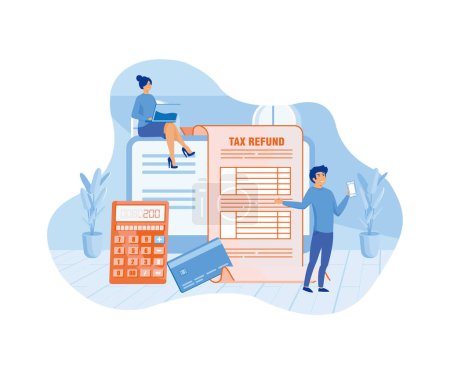 Online Refund Tax payment. Filling tax form. TAX refund concept. flat vector modern illustration