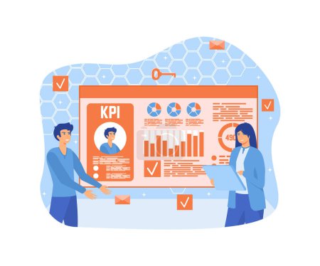 KPI concept. Key performance indicators. Employee evaluation, testing form and report, worker performance review. Staff management, empolyee development. flat vector modern illustration