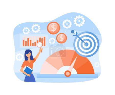 Key performance indicator or KPI for business success evaluation concept. Professional company analysis and review for satisfaction report. Profit and revenue level. flat vector modern illustration