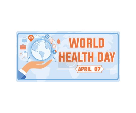 World Health Day is a global health awareness day celebrated every year on 7th April. flat vector modern illustration