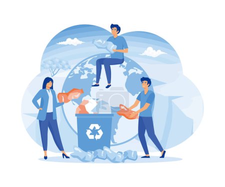 Clean planet garbage recycling and saving the planet concept. flat vector modern illustration