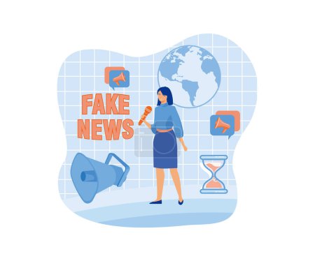 Fake news. Irreführende Informationen. Menschen teilen Fake News in den sozialen Medien und im Internet. flacher Vektor moderne Illustration