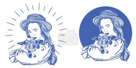 Ilustración de Pastora con lindo vector de cordero logotipo ilustración - Imagen libre de derechos