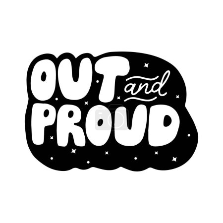 Foto de Ortografía a mano orgullosa, cita inspiradora del lema del orgullo LGBTQ, desfile gay con símbolo vectorial - Imagen libre de derechos