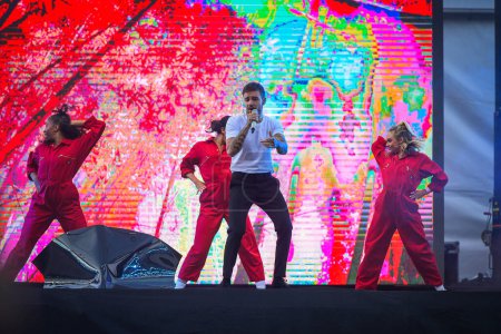 Photo for Sydney, Australia - October 13th 2018: Liam Payne performs during the TAB Everest Race Day at Royal Randwick Racecourse on October 13th, 2018 in Sydney, Australia. - Royalty Free Image