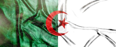 Algerien Flagge, Realistisch schwenkende Stofffahne, Flaggenhintergrund Textur, 3D Illustration.