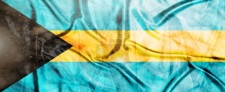 Bahamas Flagge, Realistisch schwenkende Stofffahne, Flaggenhintergrund Textur, 3D Illustration.