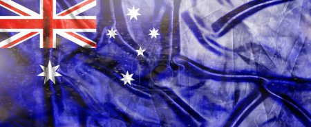 Bandera de Australia, Bandera de tela ondeante realista, Bandera Textura de fondo, Ilustración 3d.