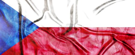 Tschechien Flagge, Realistisch schwenkende Stofffahne, Flaggenhintergrund Textur, 3D Illustration.