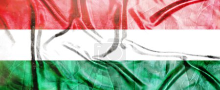Ungarn Flagge, Realistisch schwenkende Stofffahne, Flaggenhintergrund Textur, 3D Illustration.