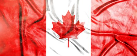 Bandera de Canadá, Bandera de tela ondeante realista, Textura del fondo de la bandera, Ilustración 3d.