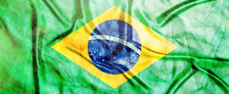 Brazil flag, Realistic waving fabric flag, Flag Background texture, 3d illustration.