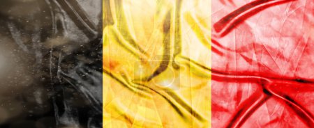 Belgische Flagge, Realistisch schwenkende Stofffahne, Flaggenhintergrund Textur, 3D Illustration.
