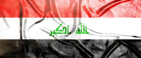 Irakfahne, Realistisch schwenkende Stofffahne, Flaggenhintergrund Textur, 3D Illustration.