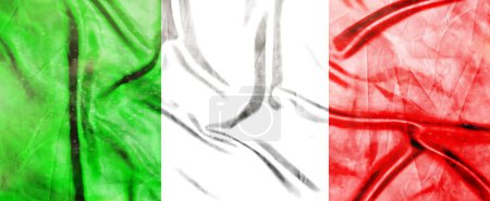 Bandera de Italia, Bandera de tela ondeante realista, Bandera Textura de fondo, Ilustración 3d.