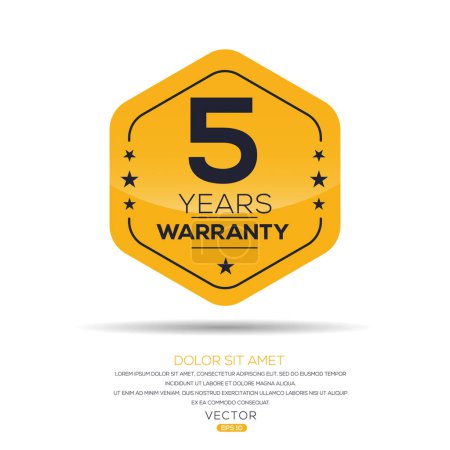 Illustration for 5-year warranty seal stamp, vector label - Royalty Free Image