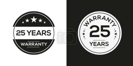 Illustration for 25-year warranty seal stamp, vector label - Royalty Free Image
