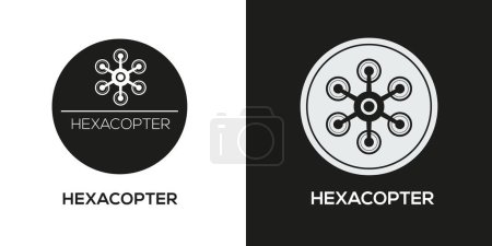 Téléchargez les illustrations : Icône Hexacopter, Signe vectoriel. - en licence libre de droit