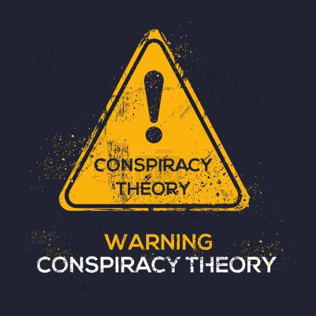 (Teoría de la conspiración) Signo de advertencia, ilustración vectorial.