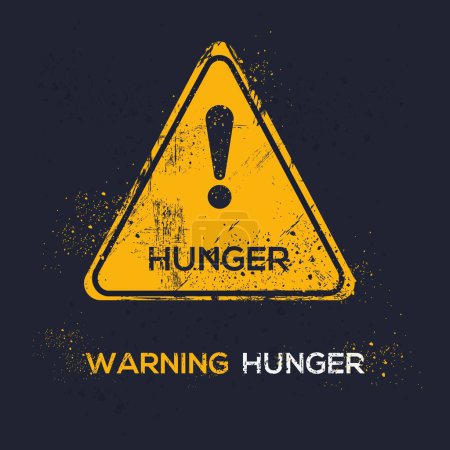 Illustration for (Hunger) Warning sign, vector illustration. - Royalty Free Image