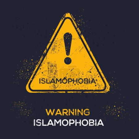 Ilustración de (Islamofobia) Signo de advertencia, ilustración vectorial. - Imagen libre de derechos
