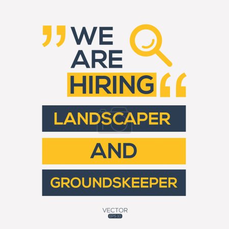 Illustration for We are hiring (Landscaper and Groundskeeper), vector illustration. - Royalty Free Image
