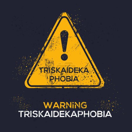 Illustration for (Triskaidekaphobia) Warning sign, vector illustration. - Royalty Free Image