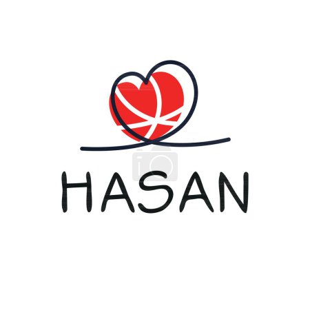 Téléchargez les illustrations : (Hasan) Nom de la calligraphie, illustration vectorielle. - en licence libre de droit