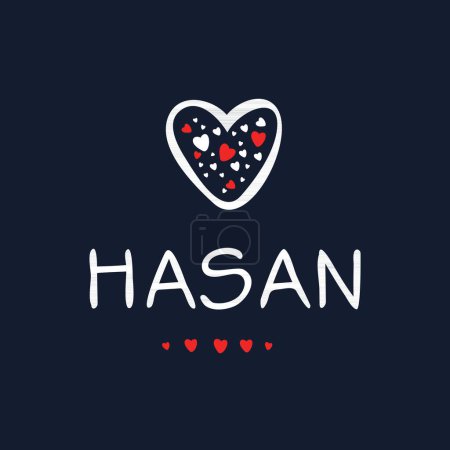 Ilustración de (Hasan) Nombre de la caligrafía, ilustración vectorial. - Imagen libre de derechos