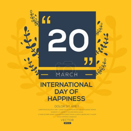 Ilustración de Día Internacional de la Felicidad, celebrado el 20 de marzo. - Imagen libre de derechos