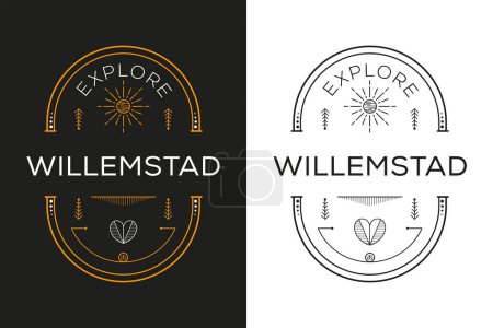 Téléchargez les illustrations : Explorer Willemstad Design, Illustration vectorielle. - en licence libre de droit