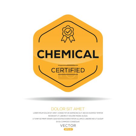 Insignia certificada química, ilustración del vector.