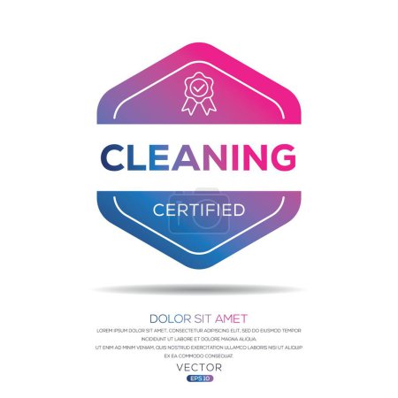 Cleaning Certified badge, vector illustration.
