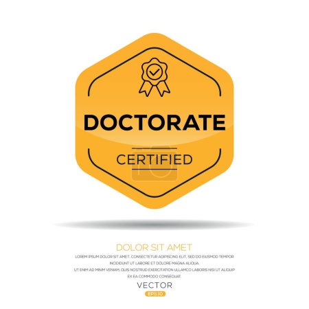 Doctorado Insignia certificada, ilustración vectorial.