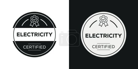 Electricidad Insignia certificada, ilustración vectorial.