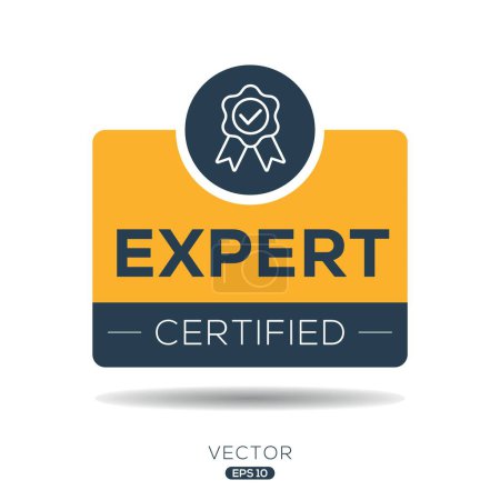 Expert Certified badge, vector illustration.