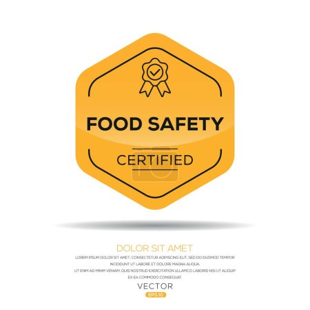 Lebensmittelsicherheit zertifizierte Plakette, Vektorabbildung.