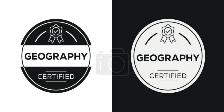 Géographie Insigne certifié, illustration vectorielle.