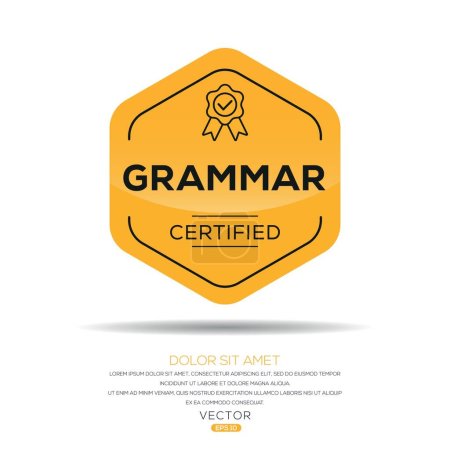 Grammar Certified badge, vector illustration.
