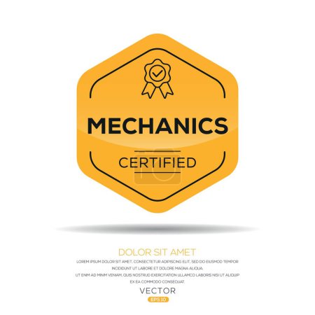 Mecánica Insignia certificada, ilustración vectorial.
